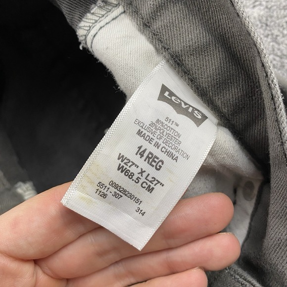 Levis 511 Slim Fit Jeans Boys Youth 14 Reg 27x27 Gray Low Rise - Picture 9 of 14